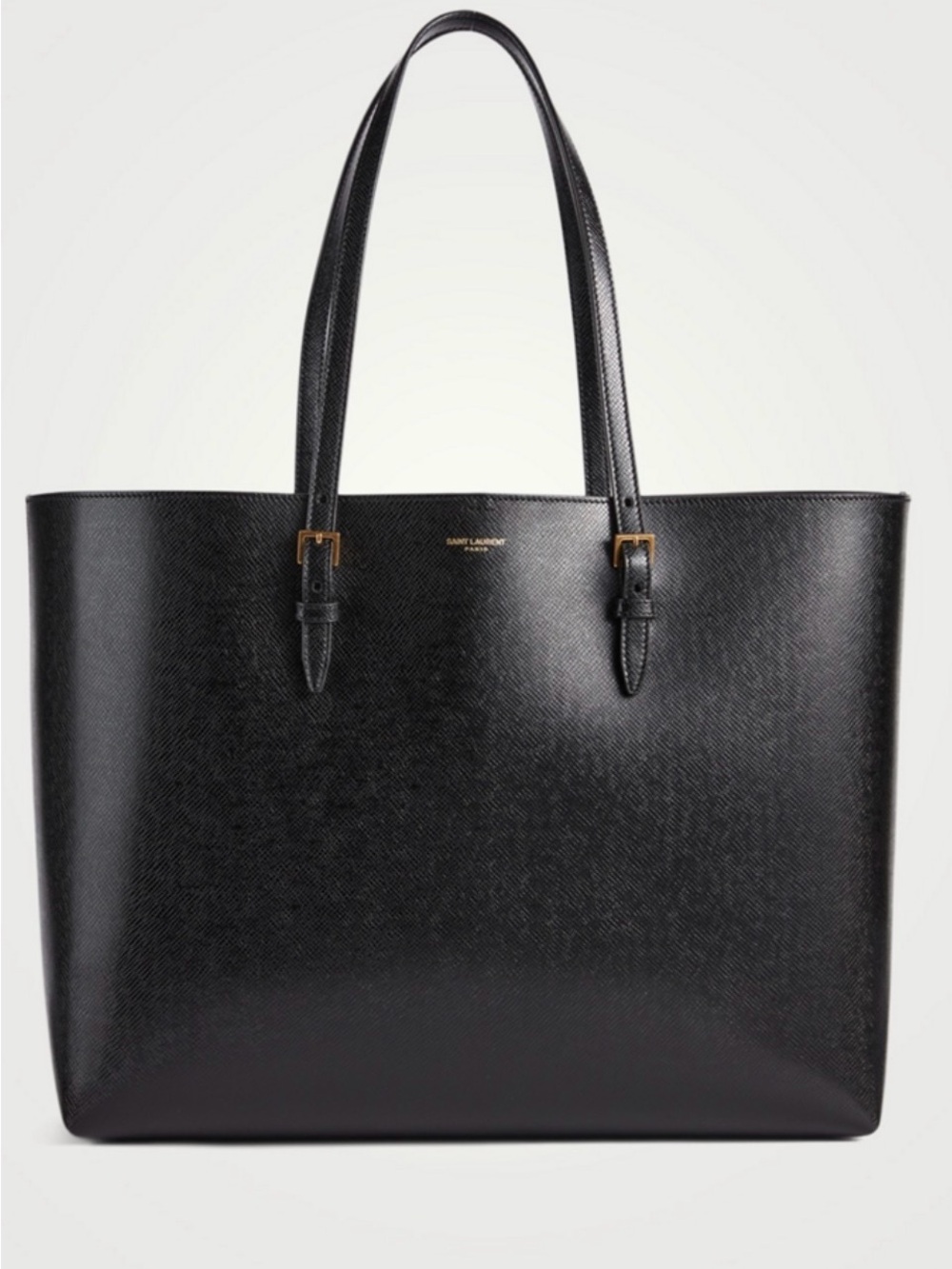 Saint Laurent Black Buckle Leather Tote